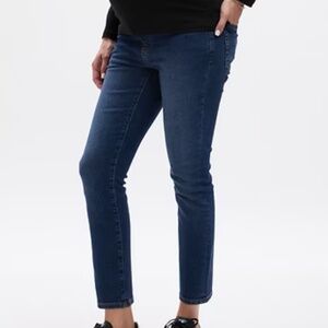 Gap Maternity Dark Wash Full Panel Slim Straight Jeans | Size 29/8 long